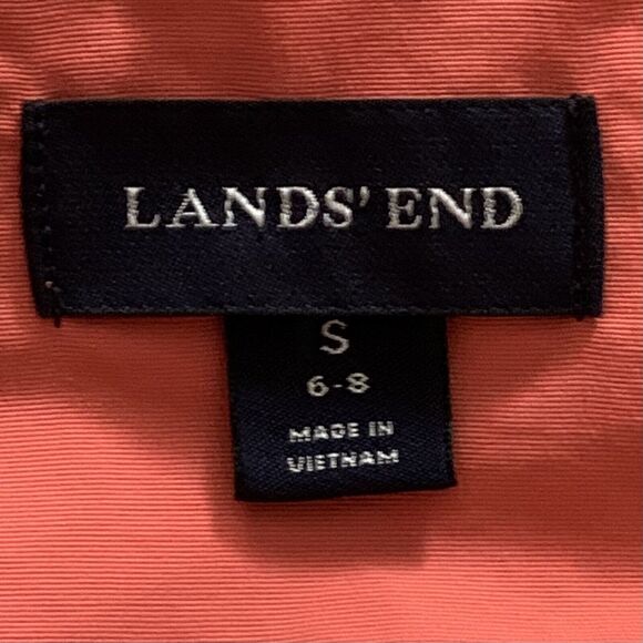 Lands End Rain Jacket Womens Small Orange Detachable Hood Full Zip Nylon - Picture 7 of 8